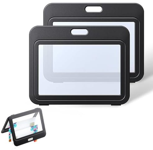 2 Piezas Porta Tarjetas Identificativas con Ventanas de Doble Cara Funda, Transparente Plástico Duro Badge Titulares, para Oficina Escuela Tarjetas de Crédito Tarjetas Llave