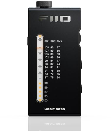 FiiO RR11 Portable HiFi FM Stereo Radio Receiver with Analog PVR Tuning, BASS+3D Sound Effects, 64MHz-108MHz (Black, Hi-Res Audio Certified)