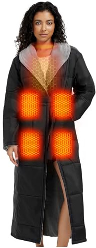 CYCYHEAT 20000mAh 7.4V Heated Robe for Men and Women – Battery Operated Heated Dressing Gown, Wearable Electric Blanket with Upgraded Heating Element (Black, L)