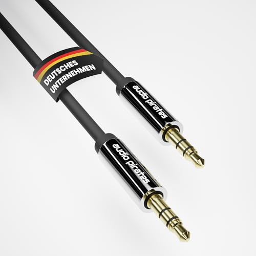 audio pirates aux-kabel | Ljudkabel uttag till jack | Nylonflätad 3,5 mm telekabel | kompatibel med bilradio, hörlurar, högtalare, smartphones och bärbara datorer (1-pack – 1 meter)