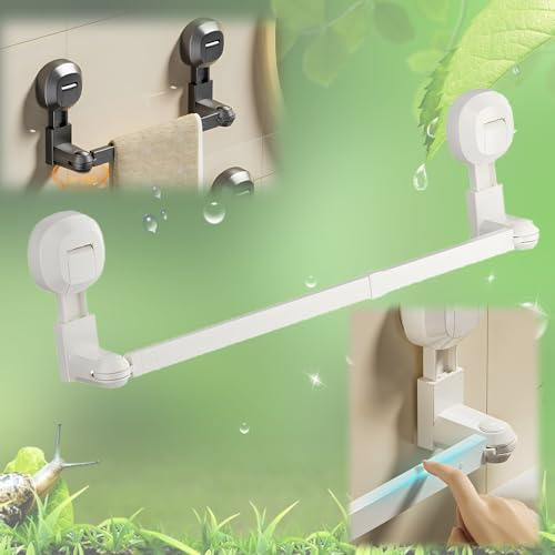 Porte-serviettes télescopique de 50 à 80 cm, support mural avec rotation à 180 °, ventouse pour cuisine, salle de bain, chambre à coucher (gris, 50-80 cm)