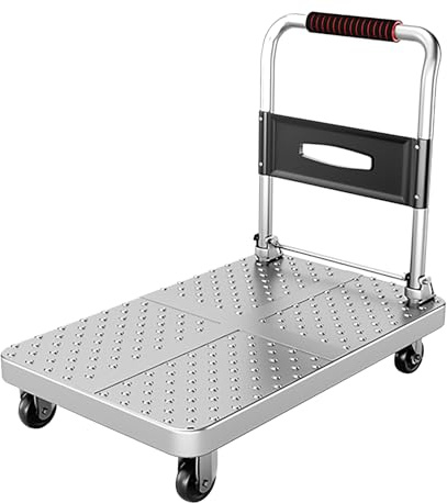 DUANHOZ Robust hopfällbar plattformsvagn 150 kg, plattformsvagn, tyst remskiva, hopfällbar väskvagn (storlek: 6)