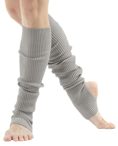 EQWIGKEIT Jambières pour femme - Douces - Longues jambes longues - Chaudes et confortables - En tricot - Chauffe-mollets multicolores - Chaussettes esthétiques, argenté, taille unique