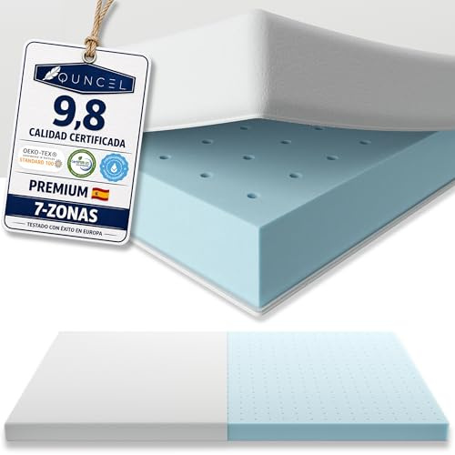 Topper Viscoelástico 90x190 Premium ViscoGel | 7 cm | Alivia Dolor de Espalda y Cervicales | Descanso Profundo | Mattress Topper 90x190 | Sobrecolchon Premium Ergonómico