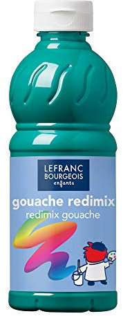 Lefranc Bourgeois 188282 flüssige Tempera Redimix Farbe, leuchtende Gouachefarbe auf Wasserbasis, hohe Deckkraft, hervorragenden Maleigenschaften, gebrauchsfertig, 500ml Flasche - Smaragdgrün