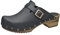 Sanita Kristel Offener Clogs | Original handgemacht | Leder-Holzclogs für Damen | Schwarz | EU 39