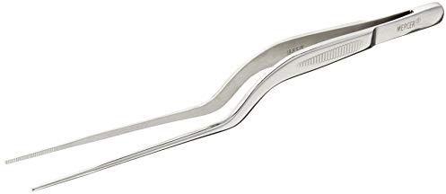 Mercer Culinary 18-8 Stainless Steel Chef Plating Tongs, Offset Tip, 6-1/2 Inch
