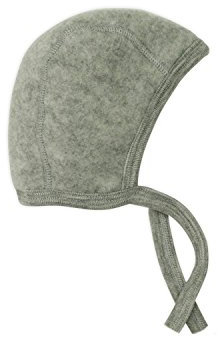 Baby Häubchen, Fleece, 100% Wolle, Engel Natur, 4 Farben (50/56, Hellgrau melange)