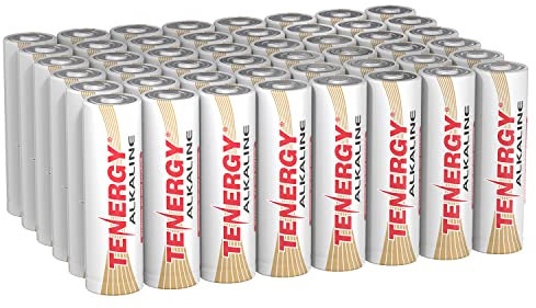 Tenergy 1.5V AA Alkaline Battery, High Performance AA Non-Rechargeable Batteries for Clocks, Remotes, Toys & Electronic Devices, Replacement AA Cell Batteries, 48 Pack