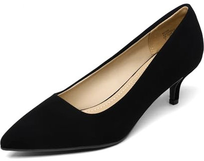 DREAM PAIRS Women's Kitten Heels Pointed Toe Dress Court Shoes Moda Black Nubuck Size 9 US/ 7 UK