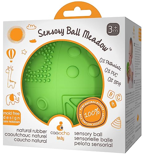 caaocho Pure Natural Rubber Sensory Ball Meadow 3 - Sealed Hole, BPA Free Baby Ball Toy, for Sensory Play, for Sensory Development, Hole Free Baby Toy, Perfect Bouncer, Without Hole