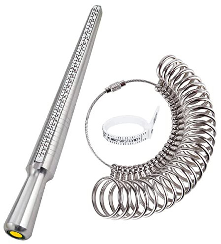 DoGeek Ringgrössenmesser Metall Ringmaß Ringmesser Ringdorn Set/UK, EU, USA und Switzerland (Metall)