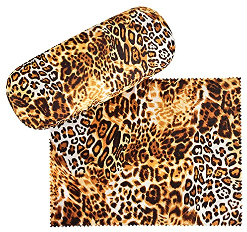 VON LILIENFELD Brillenetui Leopard Motiv Etui Brille Mikrofaser Brillenputztuch Brillenbox Stabiles Hardcase Set mit Stoff bezogen
