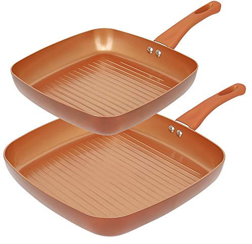 Poêle à frire carrée en aluminium forgé avec revêtement céramique (24 cm et 28 cm)