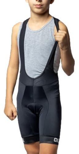 ALE' Unisex Kinder Kid Cycling Bib Shorts Radsport-Trägerhose, schwarz/weiß, 14 Jahre