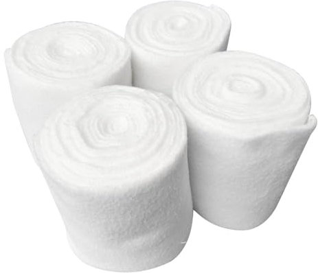 Agatige Pferd Bein Wraps, 250x12cm/98,43x4,72 Zoll 4 Rollen Vlies-Pferdebeinbandagen Dicke weiße Pferdebeinbandagen Pferdebeinbandage Unterstützung Professionelle Reitsportausrüstung für Pferdebeine