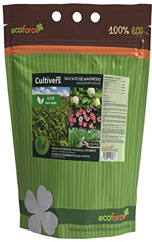 CULTIVERS Sulfato de Magnesio 2,5 kg. Abono universal ecológico 100% Natural. Favorece el crecimiento de cultivos, jardines y plantas de interior. Fertilizante de Magnesio alta solubilidad