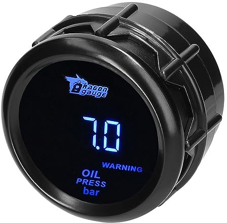 MOCNT Manometro pressa Olio 2 52mm Indicatore Calibro pressione Dell'olio per Auto Bar Luce Blu Digitali pressione Olio Strumenti Misuratore Oil Press con Sensore