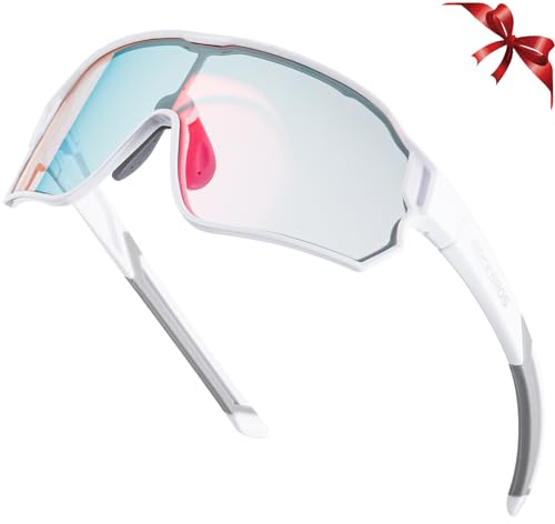 ROCKBROS Photochromic Sports Kids Sunglasses For Boys Girls Children Youth MTB Biking Sunglasses for Kids Ages 8 to 14，White