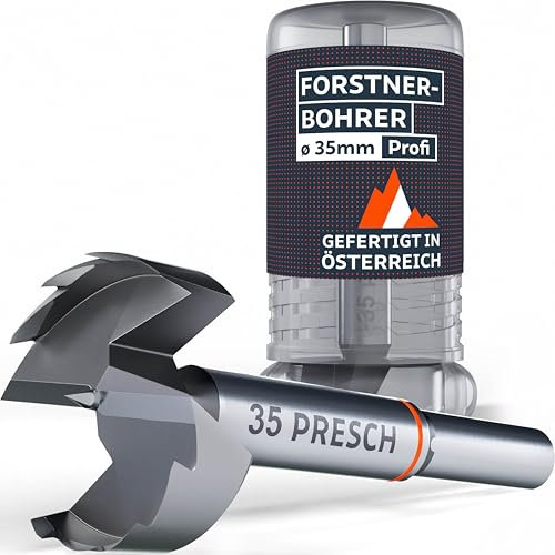 Presch Broca Forstner Ø 35mm - Broca para madera ultra afilada y duradera - Punta central de alta precisión para agujeros perfectamente redondos - Rendimiento fiable con vida útil optimizada