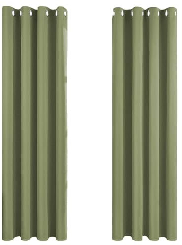 MRTREES Abdunkelnde Vorhänge Blickdicht Grün mit Ösen 2er Set, Ösenschal Gardinen Wohnzimmer Modern 220 cm Lang, 140 cm Breit, Vorhang Verdunkelung Kinderzimmer, Blackout Curtains Living Room