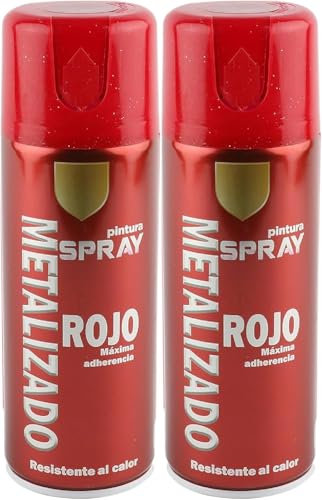 MORE FREE-Pintura Spray Metalizado Rojo Brillo Multicolor Profesional 400ml Adecuado Metal Madera y Plástico Pack de 2 unidad