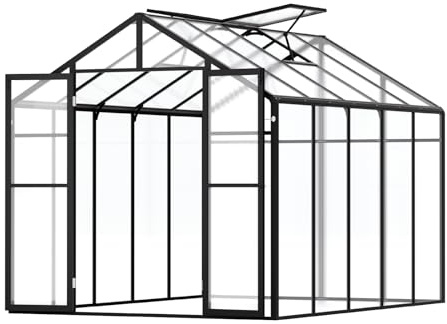 VEVOR Serre de Jardin Polycarbonate, 236x289x206 cm, avec 2 Fenêtres d'Aération, Porte à Charnière, Style Pavillon, Kit Grande Serre en Aluminium, Abri Plantes Fleurs pour Extérieur, Arrière-Cour