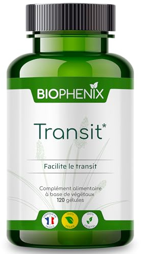 Biophénix Transit 120 Gélules - Complément Alimentaire 100% Naturel à Base de Végétaux - Casse Muette, Enzymes de Papaye Fermentée et Ispaghul - Facilite le Transit