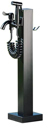 Fontaines Exterieures Robinet de Jardin, Colonne a Eau de Jardin en Acier Inoxydable 304, Robinet a Double Sortie avec Pistolet Pulvérisateur, pour Des Fermes et Des Arrière-cours(Black,60cm/24in)