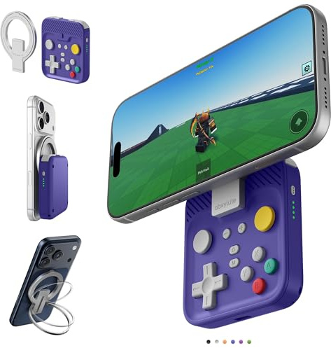 abxylute Controlador de juegos móvil M4 Snap-On para Android y iPhone, controlador portátil ligero para teléfono, soporte para gamepad retro de bolsillo, doble joystick turbo (azul)