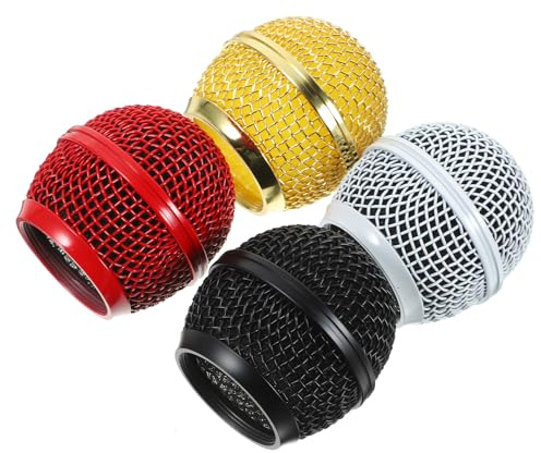 Hoement Copri Microfono Antivento in Metallo Colore Assortito 4 Pezzi per Microfono Protezione da Sporco Facile Sostituzione per Uso in Auto