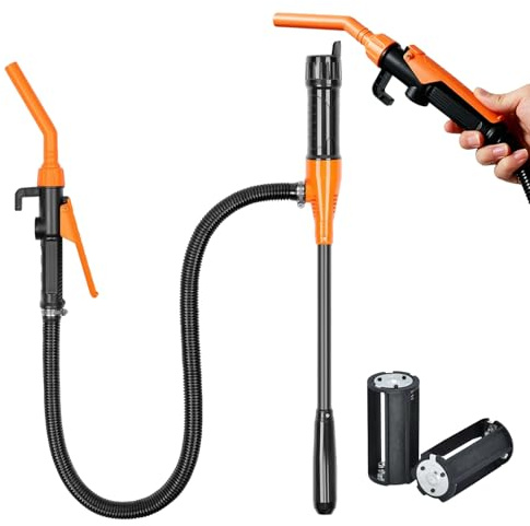 HSYWSH Pompa di trasferimento del carburante alimentata a batteria, Pompa portatile elettrica con controllo di flusso per benzina, diesel, olio, gas, acqua (arancione)