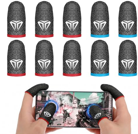 YBEATY 10 manicotti per dita da gaming, per touchscreen, in fibra argentata, in elastan, traspiranti, anti-sudore, protezione per il pollice, guanti per dita (B)