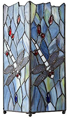MiniSun | Beautiful Hand Crafted Tiffany Inspired Decorative Dragonfly Design Square Glass Table Lamp | Table Lamps & Home Improvements Essential
