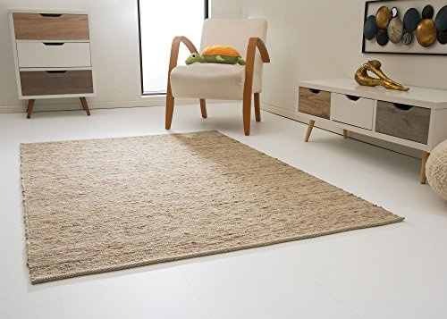 Steffensmeier Leutasch Handwebteppich aus 100% Schurwolle mit Fusselstopp - gewalkt - Natur dunkel, Größe: 60x110 cm