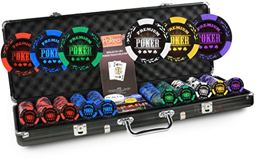 Malette Poker 500 Jetons Premium Poker + 2 Jeux de Cartes + Bouton Dealer - Poker Set de 500 Jeton de Poker Premium (sans Valeur) - Jeu de Poker avec 500 jetons de Poker - Mallette Poker - Jetons 14g