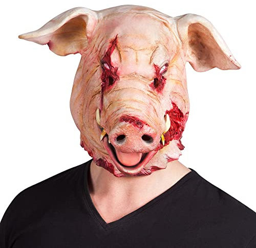 Boland Horror Pig Latex Mask – Realistic Bloody Pig Head Costume Mask for Adults – Scary Halloween, Zombie Night, Horror Parties, LARP, Cosplay & Themed Events