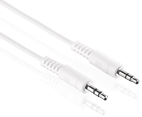 HDSupply AC011-100 Cable de conexión de audio estéreo de 3,5 mm macho a 3,5 mm macho, diseño delgado, 10,0 m, blanco