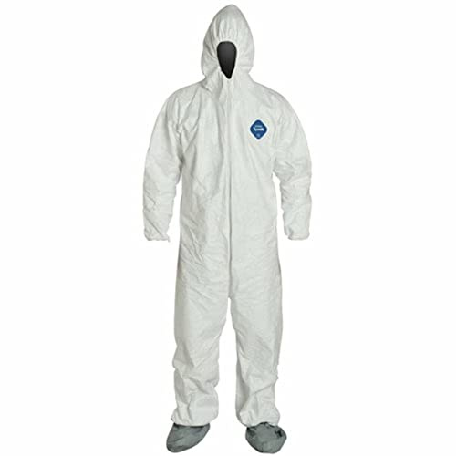 DuPont Industrial & Scientific TY122S 4XL EACH Disposable Elastic Wrist, Bootie and Hood Tyvek Coverall Suit 1414 White, TY122S - 4XL