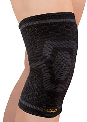 Copper Fit unisex adult ICE Sleeve, S/M Knit Compression Knee Sleeve Infused with Menthol and CoQ10 for Maximum Recovery, Black, Small /Medium US (12-16)