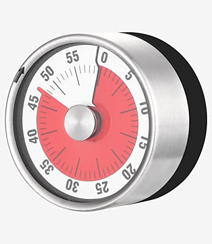 Küchentimer, 60-minütiger visueller analoger Timer, Mechanische Erinnerung Zeitmanagement-Tool für Kinder und Erwachsene, Restzeitanzeige, akustischer Alarm