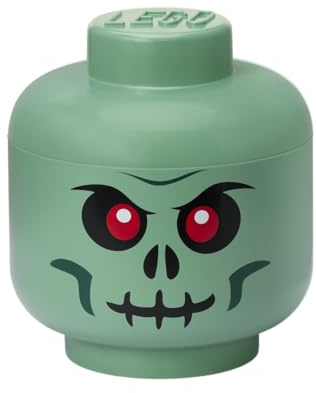 LEGO STORAGE HEAD (LARGE) - GREEN SKELETON - Polypropylene Storage Box with Lid for Kids' Toy Storage, Stackable Organizer, and Fun Storage Solution for LEGO Enthusiasts and Beyond