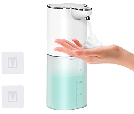 Foam Soap Dispenser Automatic, Dalugo 400ml Rechargeable Wall Mounted Soap Dispenser with 4 Adjustable Levels, IPX5 Waterproof Touchless Soap Dispenser for Bathroom and Kitchen, White