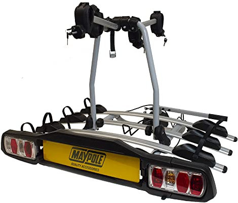Maypole 4 Bike Total 60 kg Towball Mounted Bike Carrier Tilting System and Rapid Lock Quick Release Handle