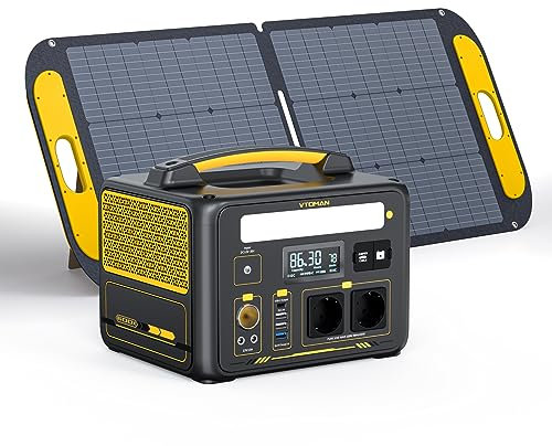 VTOMAN Jump 600X Tragbare Powerstation mit 110W Solarpanel - 600W/299Wh LiFePO4 Akku Solar Stromgenerator, Erweiterbare Kapazität auf 939Wh für Camping, Reisen, Wohnmobil, Notfall, Stromausfälle