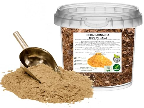 Cera di carnauba (copernicia cerifera cera), cera vegetale vegana per la produzione di cosmetici naturali, candele e prodotti per la manutenzione, pura & naturale (250 Grammi)