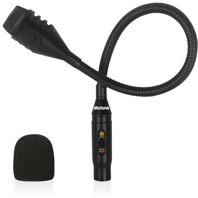 micfuns D2 Flexible Professional Dynamic bob Barker Microphone with switchgear for Video Conference, Singing, Karaoke DJ Mixer Dedicated Disc KTV Bar Gooseneck DJ Mic,3-pin XLR
