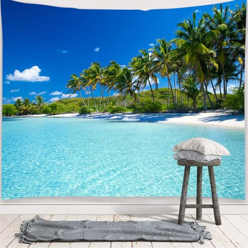 Tapisserie murale nature plage mer paysage tapisserie murale bleue grande décoration murale 300 x 260 cm