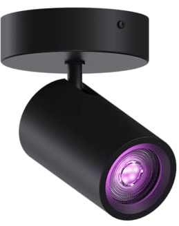 CALEX Faretto da soffitto LED Smart, 1 luce tonda, orientabile, colori RGB & luce da fredda a calda, Dimmerabile, controllo app Wi-Fi & vocale, Nero
