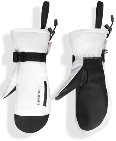 Supertrip Ski Mittens Women Men, Waterproof Ski Gloves Touch-Screen Anti-Slip Snow Mittens 3M Thinsulate, Warm Insulated in Cold Weather Winter